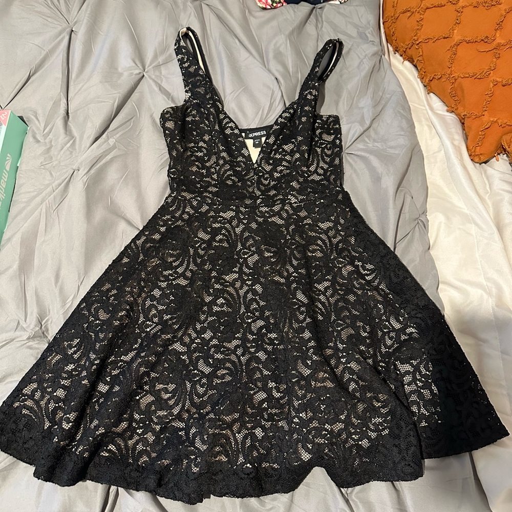 Express mini black lace dress. Size XS. Worn once